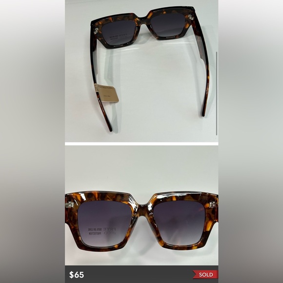 FRYE‎ & CO Oversized Square Tortoise Shell Chunky Sunglasses 100% UV Protection - Picture 10 of 11